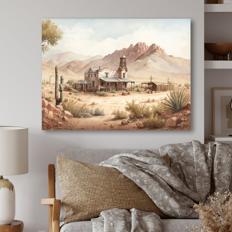 Wild West Town II - Impression sur toile, H 24 po x l 32 po x P 1 po, Toile tendue