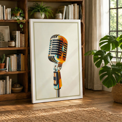 Vintage Microphone Retro - Wrapped Canvas