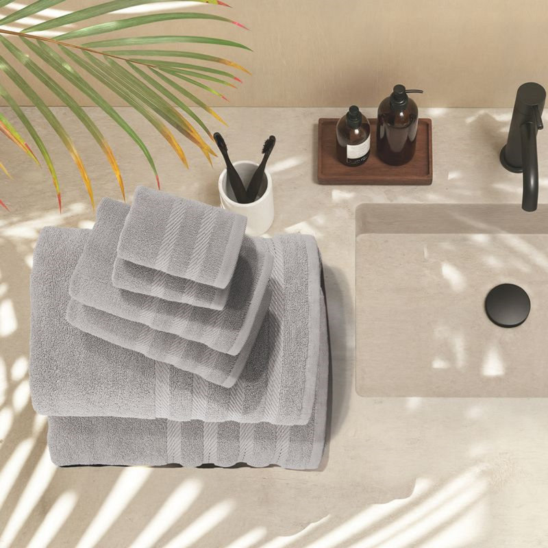  Ensemble de serviettes de bain 100% coton peigné 6 pièces - Serviettes de bain ultra douces et très absorbantes, Gris clair