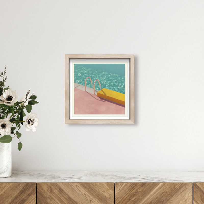 Poolside Symmetry II Print by Oliver Gal, 13.5"H x 13.5"W, Natural Oak Shadowbox