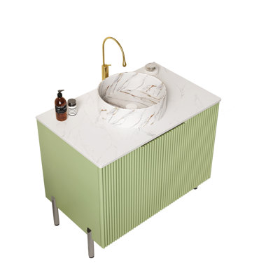 Armoire de comptoir en pierre artificielle blanche autoportante de 30 po avec deux portes, sans lavabo, sans robinet et couvercle d'évier