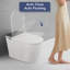 Toilette intelligente sans réservoir avec bidet intégré, ouverture et fermeture automatiques, bidet plus large avec siège chauffant, eau chaude et sèche, capteur de pied, affichage à DEL, télécommande, blanc