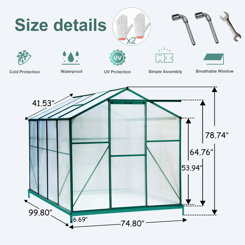 Serre en polycarbonate, serre pour l'extérieur, cour arrière