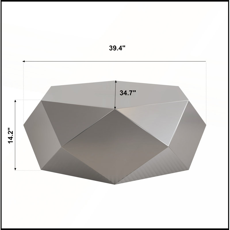 Table basse moderne en acier inoxydable pour le salon, Argent