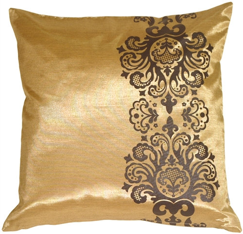 Coussin décoratif scroll Susan, Doré / Brun