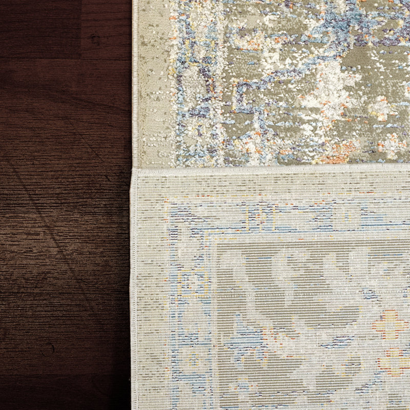 Tapis gris / or / bleu Layana, Rectangle 9 pi 2 po x 12 pi 10 po