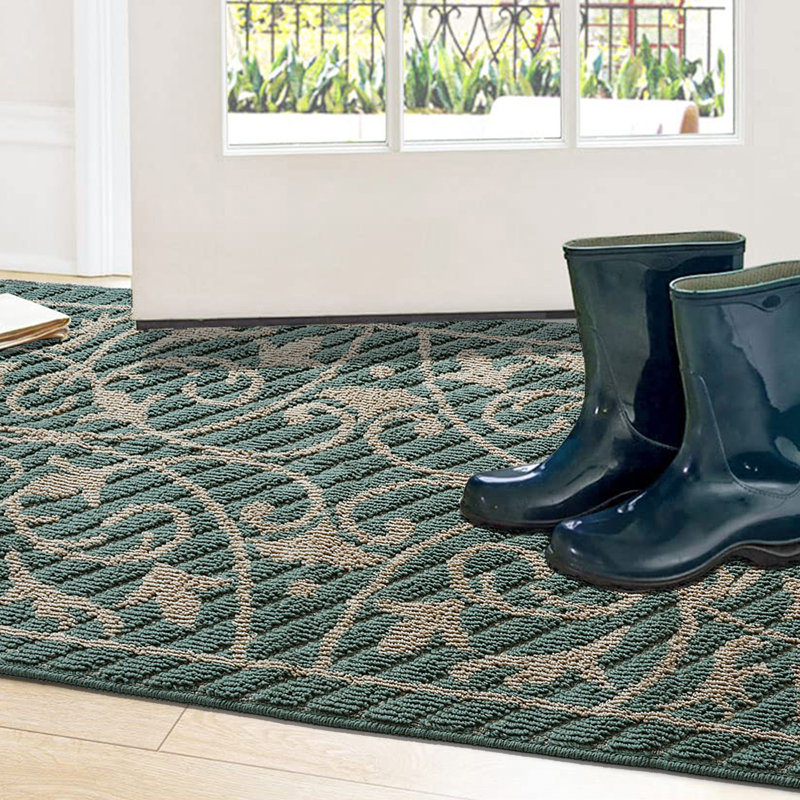 Non-Slip Indoor / Outdoor Door Mat, 20" W x 31" L, Green