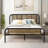 Kempst Queen Size Bed Frame with Wood Headboard and Footboard, Industrial Rustic Queen Metal Platform Bed with Heavy-duty Slats Support, No Box Spring Needed, Slate Gray-1227897886-1313203533