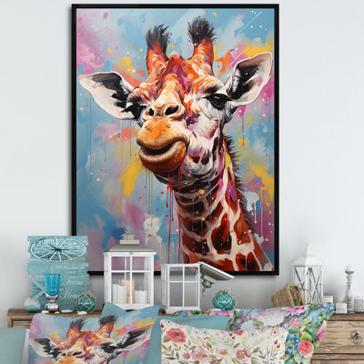 Popart Art, girafe multicolore Grace IV, reproduction sur toile