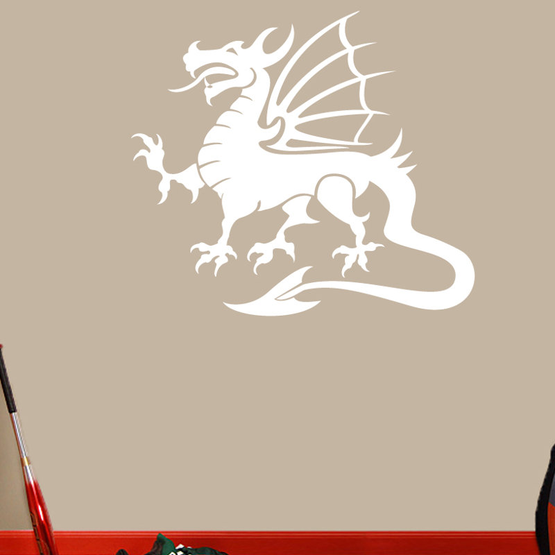 Décalcomanie murale dragon mascotte, Blanc