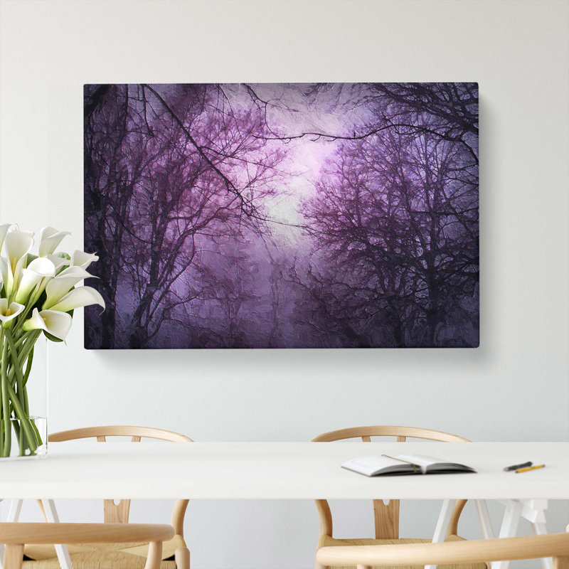 Purple Sky Behind The Winter Trees - Wrapped Canvas, 50cm H x 76cm W x 3cm D