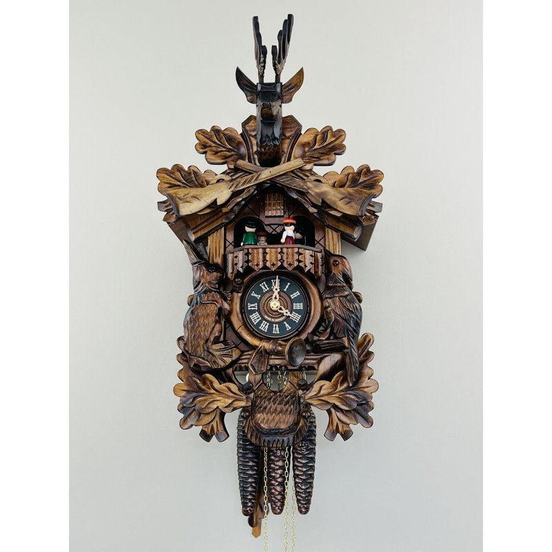  Horloge coucou de style chasseur allemand 17 po avec musique et argent