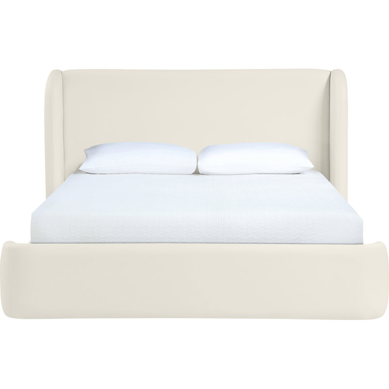 Lit tapissier en cuir Diorio Vegan, Très grand, Crème végétalien en cuir