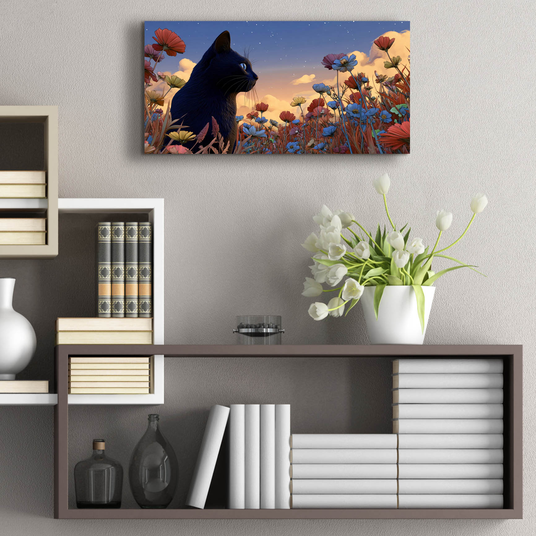 Latitude Run® 'Black Cat Meadow' by Ann Klee Acrylic Glass Wall Art ...