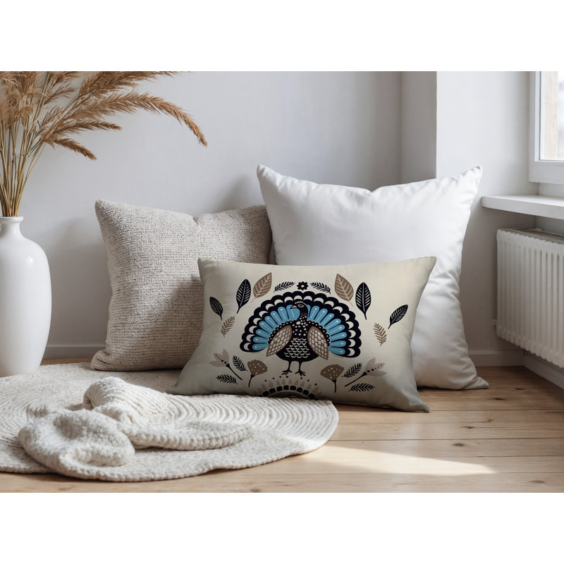 Oreiller rectangulaire intérieur / extérieur Baty, Rectangle H 14 po x l 20 po, Turquoise