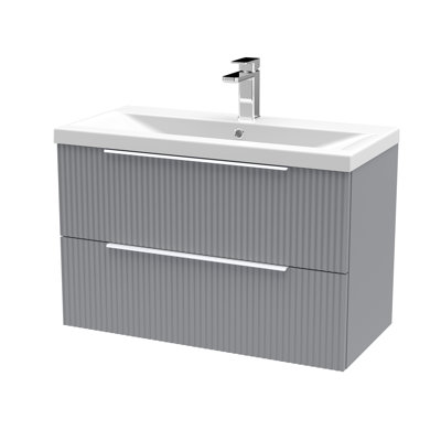 Fluted 810 mm Single Vanity with Drop In Basin