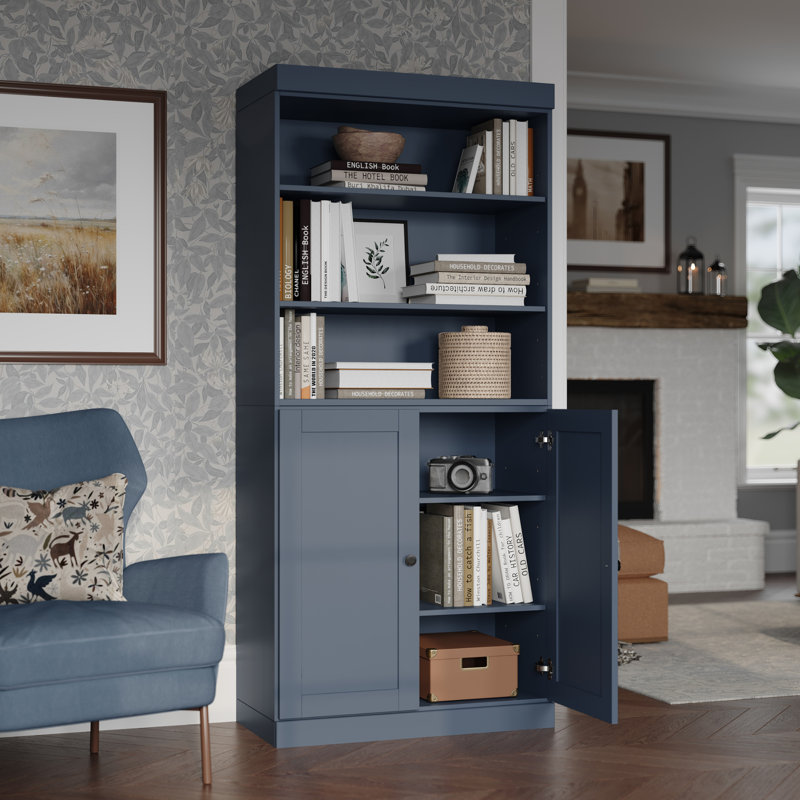 Bibliothèque à 6 tablettes en bois massif Palace Imports, Bleu antique