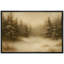 «Snowy Evergreen Forest in Soft Golden Light», reproduction d'art sur toile encadrée dans la chambre principale-508466796-508466797