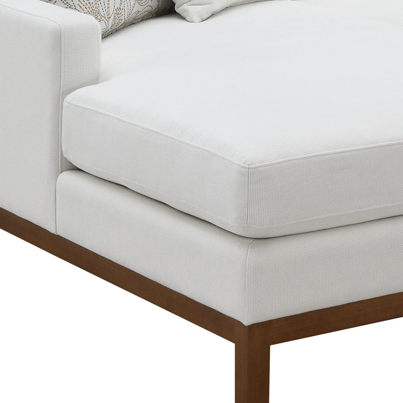 Ivory Chenille Sectional Sofa W/4 Pillows