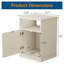 Set of 2 Beige Engineered Wood Nightstands with Door and Faux Drawer Design, 15.7" W Compact Bedside Tables