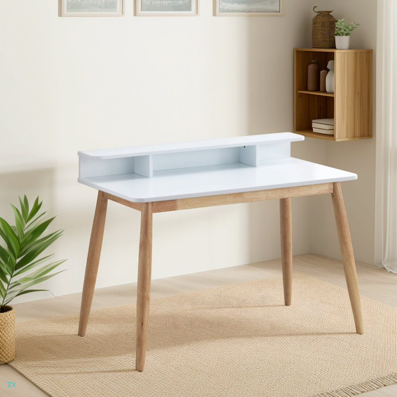 Roskilde Mid-Century Modern Wood Writing Desk With Hutch