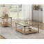 Table d'appoint moderne au design brun avec table de bout en verre trempé transparent