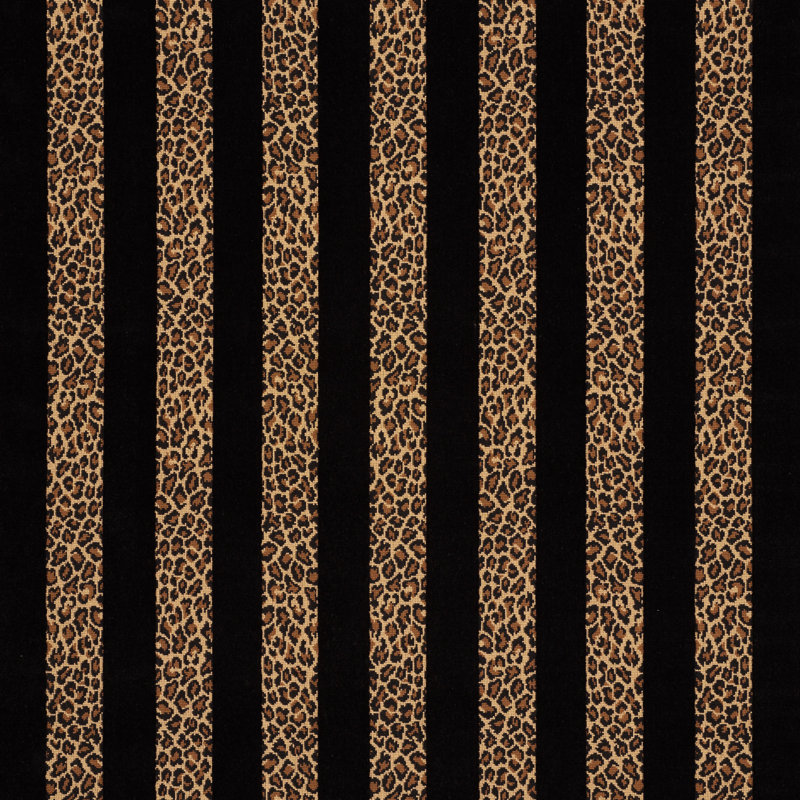 Tissu en velours à rayures Schumacher x Timothy Corrigan Guepard, Noir