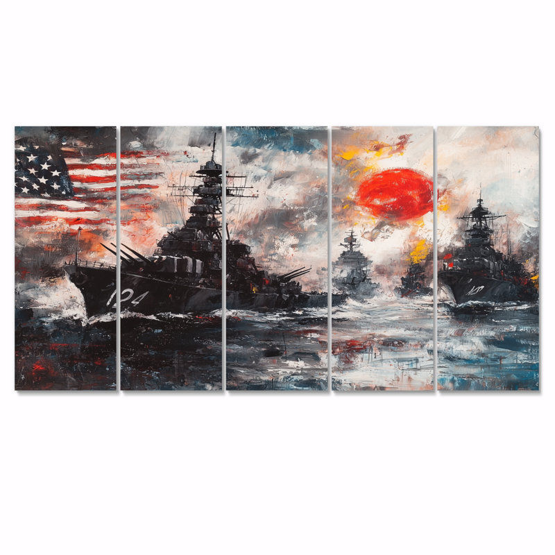 Almin - USA Patriotist Wall Art - ensemble d'art mural moderne 5 pièces, H 28 po x l 60 po