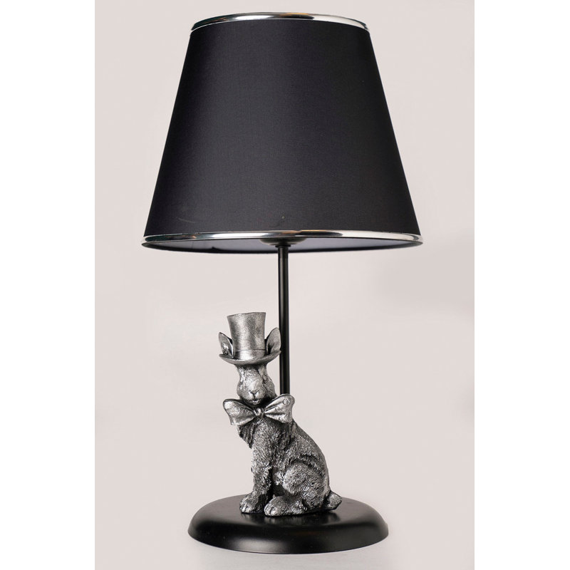 Lampe de table en métal, Argenté / Noir