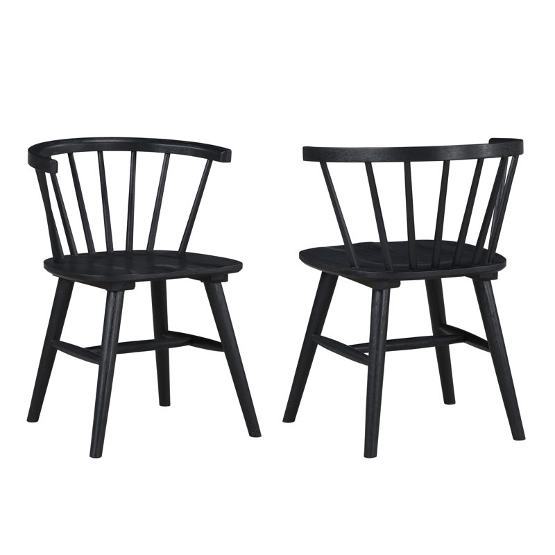 Meili Windsor Back Solid Wood Side Chair, Black