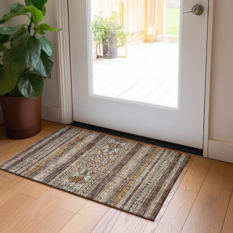 Maestas Washable Stain Resistant Indoor / Outdoor Area Rug, Rectangle 3' x 5'