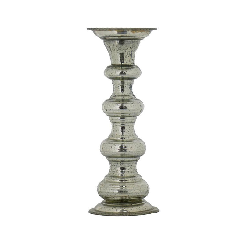 Glass Tabletop Candlestick, 14.8" H x 6.1" W x 6.1" D