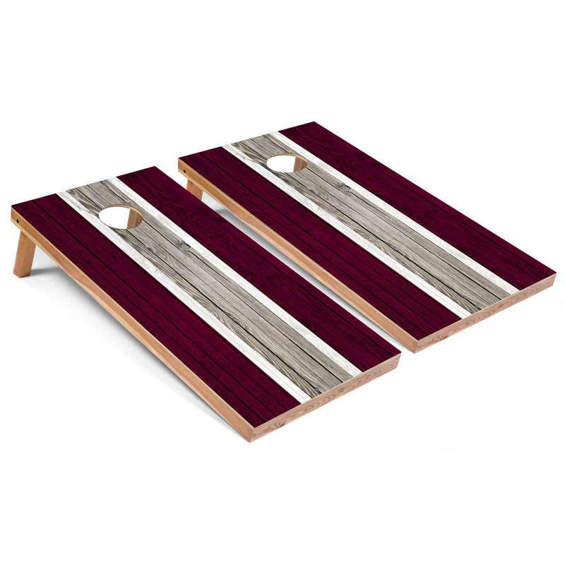 Panneaux de cornhole rayés avec étui et lumières, Marron / marron