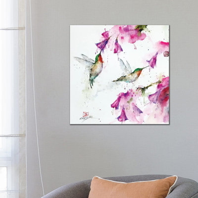 Hummingbirds And Floral by Dean Crouser - Wrapped Canvas Print