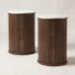Ensemble de 2 tables de bout et tables de chevet cannelées avec rangement