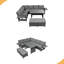 Ensemble de canapé de patio extérieur en rotin 5 pièces, ensemble de mobilier de jardin en forme de L en osier modulaire avec 2 tables d'appoint extensibles, table de salle à manger et housses lavables pour la cour