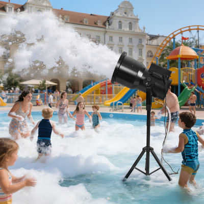 Machine à mousse avec lumières DEL, canon à mousse de fête de 300 W, machine à mousse portable avec trépied, machine à mousse puissante pour la cour, la piscine, les événements extérieurs, les anniversaires, les fêtes et les fêtes