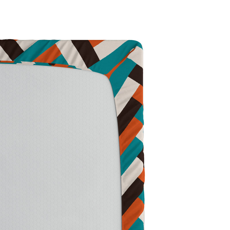 Microfiber Geometric Fitted Sheet, Queen Fitted Sheet