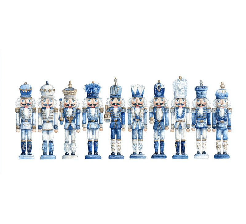 Blue Nutcracker Parade Wrapped Canvas Wall Art, 27.5"x55"