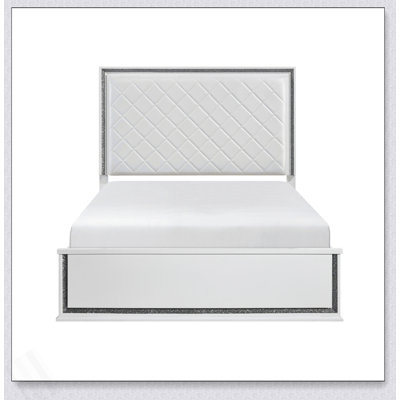 Contemporary Glam White Finish King Bed Upholstered Headboard LED Light 8-Colors Bedroom Furniture 1Pc