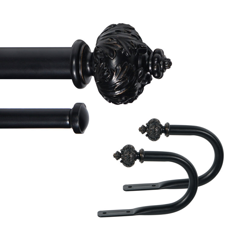Tringle à rideaux double Cameon, 84" - 120", Noir