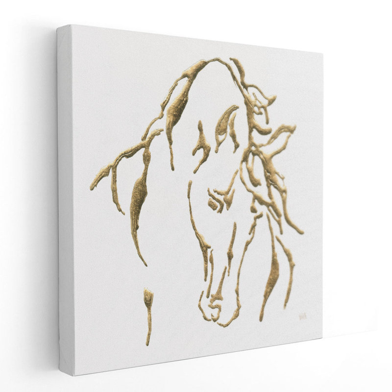 «Gilded Stallion on White», reproduction d'art sur toile, H 30 po x l 30 po