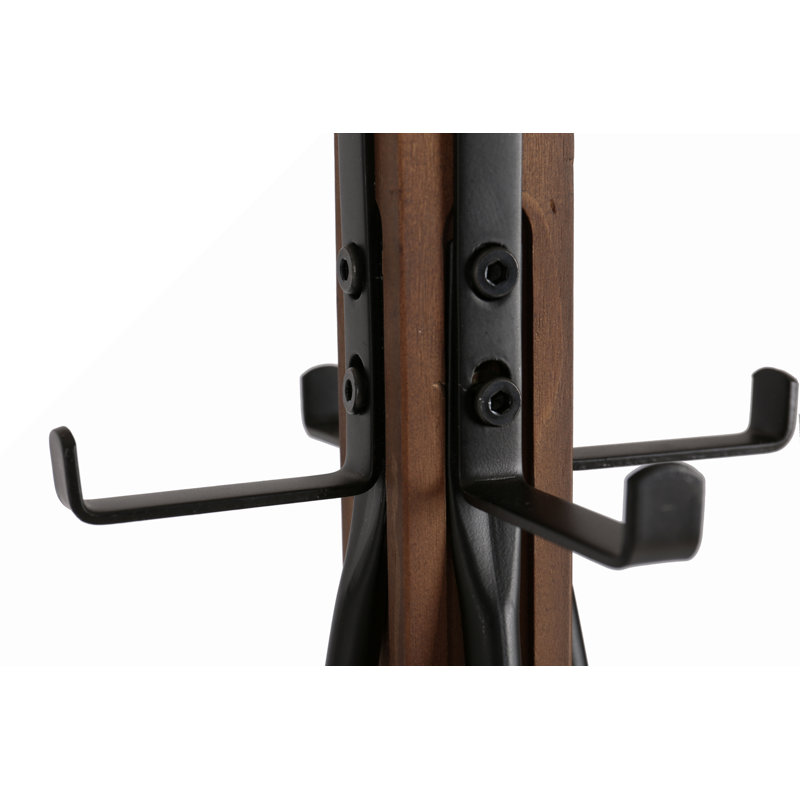 Biddeford 12 - Hook Freestanding Coat Rack in Natural Brown/Black