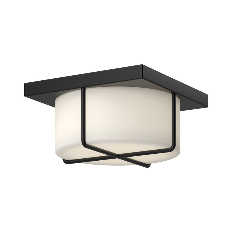 Regalo Glass LED Flush Mount, Black, 5.63" H x 10.13" W x 10.13" D