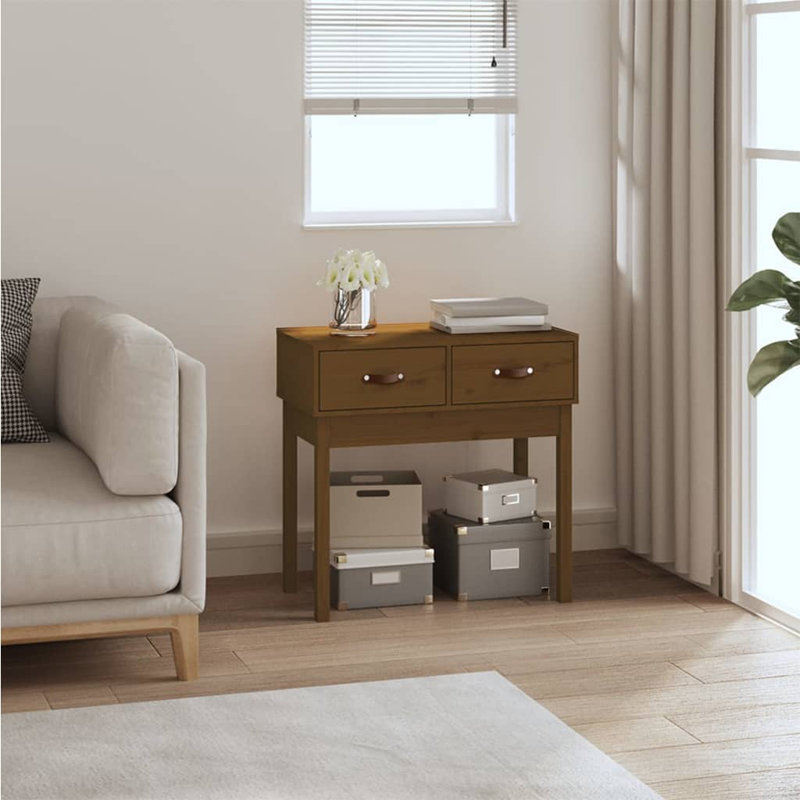 Kaeli Solid Wood Console Table, Honey Brown, 75 cm H x 76.5 cm W x 40 cm  D