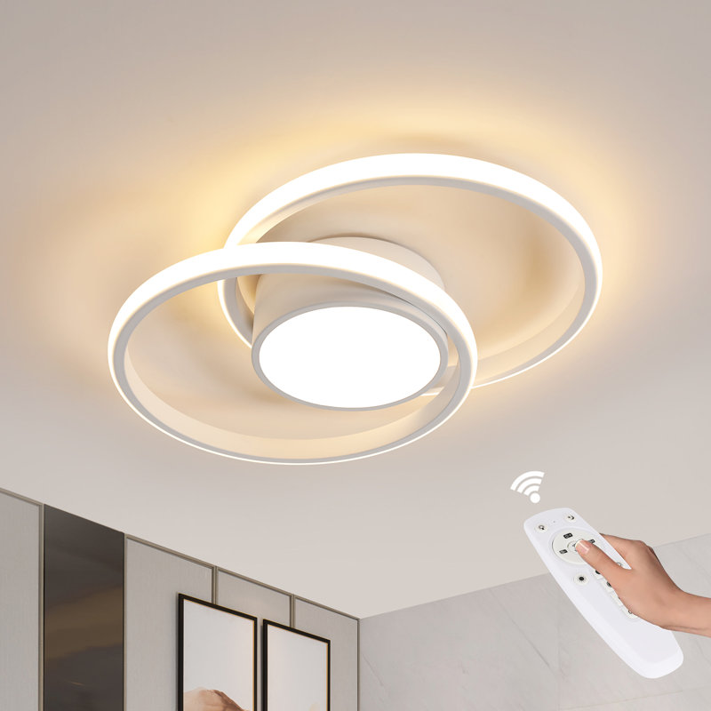 Audriauna 2-Light Dimmable Flush Mount Ceiling Light with Remote Control