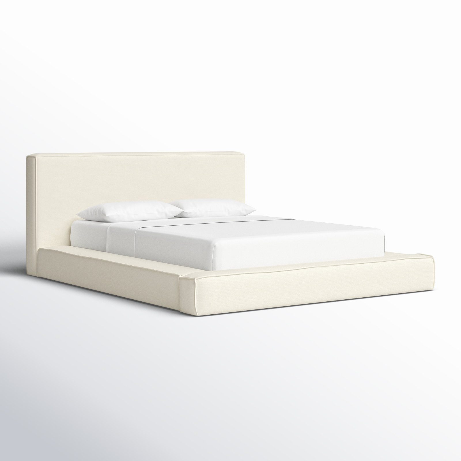 Corda Linen Upholstered Bed, Queen, Cream