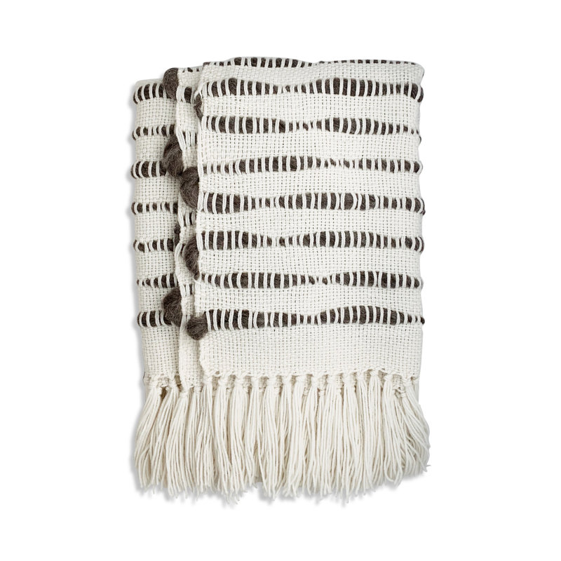Pampa Hand Woven Throw Blanket, Ivory Bison