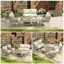 4-piece Outdoor Patio Set With Plastic Wood Table & Rope Storage, Loveseat + 2 Armchairs-972663688-972663690