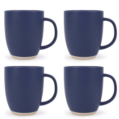Mugs 4-Pack Raw Textured Bottom Navy-Blue